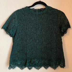 ADIVA Emerald Green Embellished Lace Top